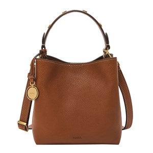Engraved Fossil Jessie Brown Leather Small Bucket Bag - 52898