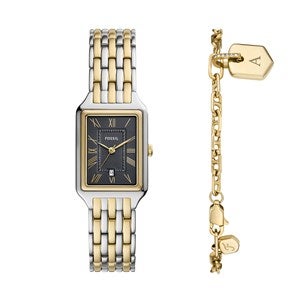 Engraved Fossil Raquel Two-Tone Watch and Bracelet Set - 23MM - 52901