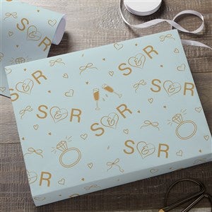 Kittenish Bridal Personalized Wrapping Paper with Initials - 18ft Roll - 52938-L