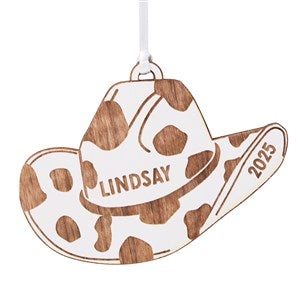 Kittenish Engraved Cowgirl Hat Gift Tag  Ornament - White - 52942-W