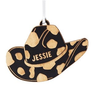 Kittenish Engraved Cowgirl Hat Gift Tag  Ornament - Black - 52942-BLK