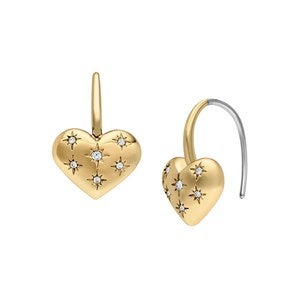Fossil Gold Heart Pull Through Earring - 52950
