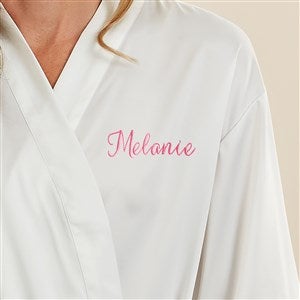 Kittenish Embroidered Satin Robe - White - 53282-W