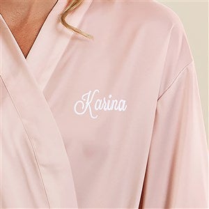Kittenish Embroidered Satin Robe - Blush - 53282-B
