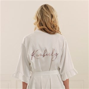 Kittenish Metallic Foil Name Personalized Satin Robe - White - 53283-W