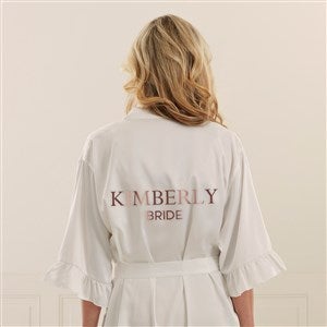 Kittenish Metallic Foil Bridal Party Personalized Satin Robe - White - 53284-W
