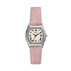 Engraved Fossil Harlow Silver  Pink Leather Watch - 53366