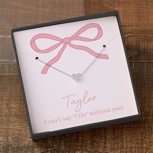 Kittenish Silver Heart Necklace in Printed Pink Bow Card Box - 53420-SH