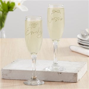 Kittenish Engraved Champagne Flute Set with Icons - 53423