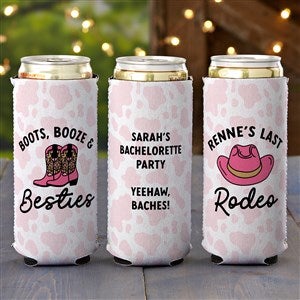 Kittenish Western Bachelorette Personalized Slim Can Cooler - 53427