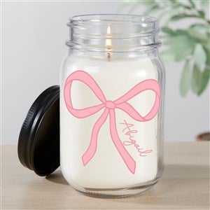Kittenish Personalized Pink Bow Mason Jar Candle - 53431