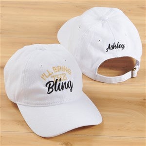 Kittenish quot;Ill Bring Thequot; Embroidered White Baseball Cap - 53451-W