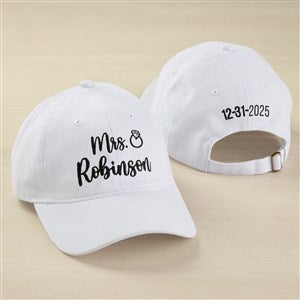 Kittenish Bridal Bling Embroidered White Baseball Cap - 53452-W