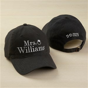 Kittenish Bridal Bling Embroidered Black Baseball Cap - 53452-B