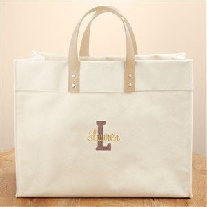 Kittenish Name and Initial Embroidered Canvas Tote Bag - 53463