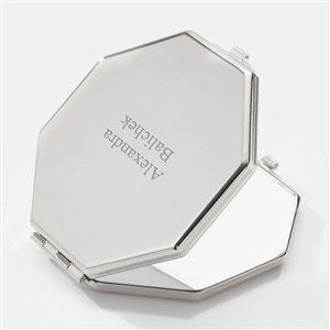 Kittenish Engraved Octagon Compact Mirror in Silver - 53483