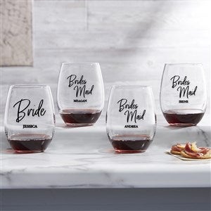 Kittenish Wedding Party Personalized Stemless Wine Glass - 53491-S