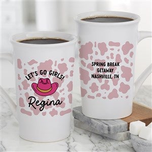 Kittenish Personalized Western Cow Print Latte Mug 16 oz. - White - 53510-U