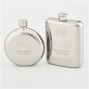 Kittenish Engraved Bride  Groom Flask Set - 53515