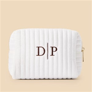 Kittenish Embroidered Small Velvet Makeup Bags - Ivory - 53517-SI