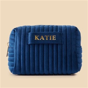 Kittenish Metallic Foil Personalized Velvet Makeup Bags - Small - Navy - 53518-SN