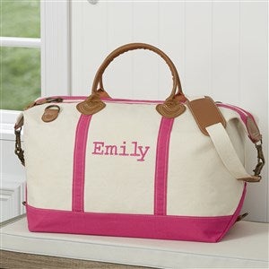 Kittenish Embroidered Canvas Duffel - Pink - 53528-P