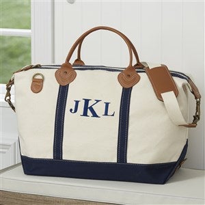 Kittenish Embroidered Canvas Duffel - Navy - 53528-B