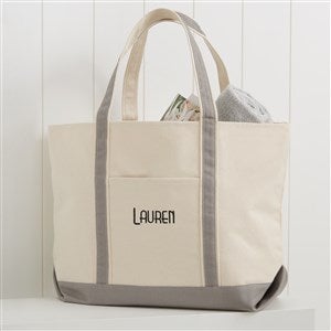 Kittenish Embroidered Canvas Weekender Tote Bag - Grey - 53532-G