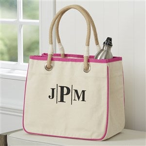 Kittenish Embroidered Canvas Rope Tote - Pink - 53533-P