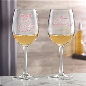 Kittenish Tie The Knot Personalized White Wine Glass - 53540-W