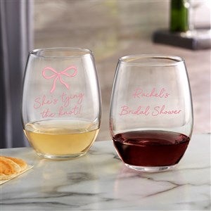 Kittenish Tie The Knot Personalized Stemless Wine Glass - 53540-S