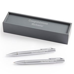 Engraved Reflections Satin Chrome Pen and Pencil Set - 53593