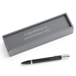 Engraved Reflections Black  Silver Ballpoint Pen and Box - 53595