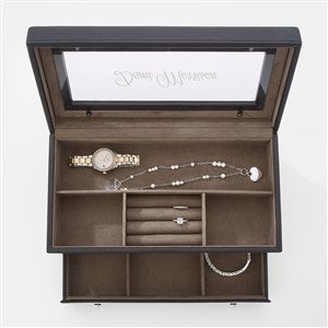 Engraved Vegan Leather Jewelry Box with Drawer - 53599