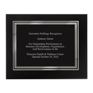 Engraved Black  Silver Recognition Plaque - Large 8x10quot; - 53602