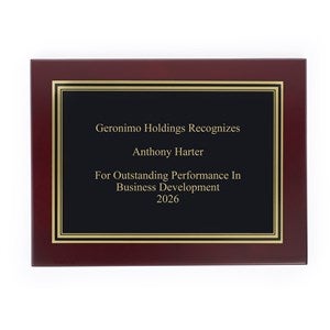 Engraved Mahogany  Gold Recognition Plaque - Medium 5x7quot; - 53604