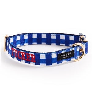 kate spade new york Embroidered Blue Gingham Collar - Medium/Large - 54172