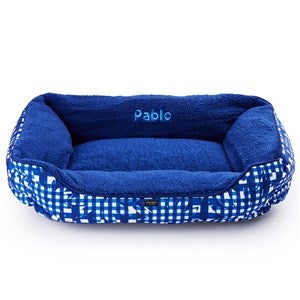 kate spade new york Embroidered Blue Gingham Pet Bed - 54196