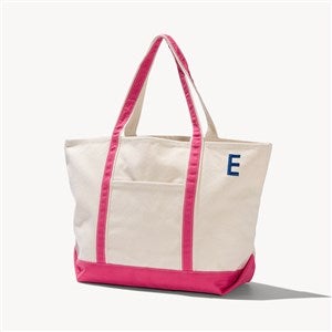 Initial Weekender Embroidered Tote Bag-Pink - 54336-P