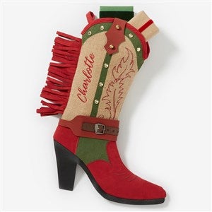 Cowgirl Boot Personalized Christmas Stocking - 54504