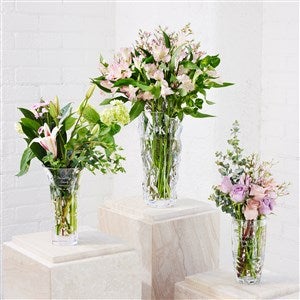 Vera Wang Engraved Flourishing Blooms Crystal Leaf Vase