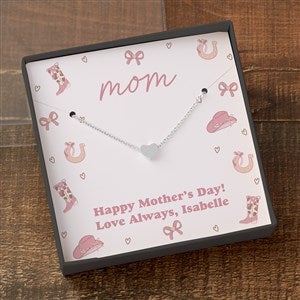 Kittenish Silver Heart Necklace in Printed Western Icons Card Box - 54596-SH
