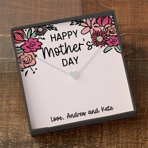Kittenish Silver Heart Necklace in Printed Floral Mothers Day Card Box - 54597-SH