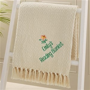 Kittenish Embroidered Floral Throw Blanket - 54612