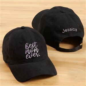 Kittenish Embroidered Best Mom Ever Black Baseball Cap - 54613-B