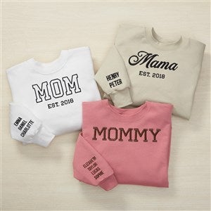 Kittenish Mom Embroidered Crewneck Sweatshirt - 54650