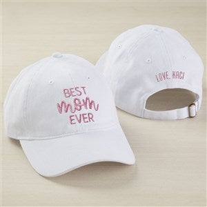 Kittenish Embroidered White Baseball Cap for Mom - 54657-W