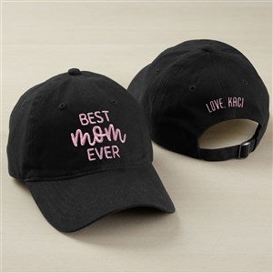 Kittenish Embroidered Black Baseball Cap for Mom - 54657-B