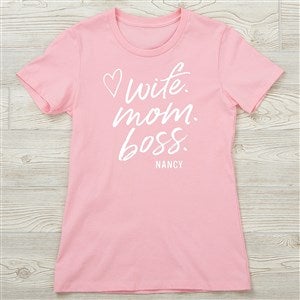 Kittenish Wife. Mom. Boss. Personalized Fitted Tee - 54757-NL