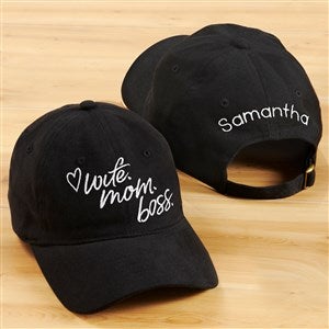 Kittenish Wife. Mom. Boss. Personalized Black Baseball Cap - 54758-B